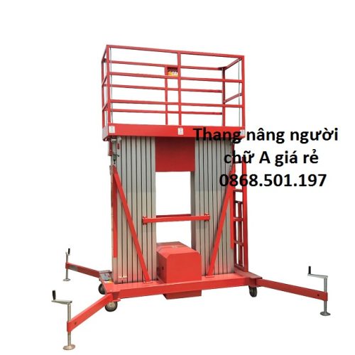 Thang nâng người 2 trục chữ A, xe nâng người gập rút 14m giá rẻ